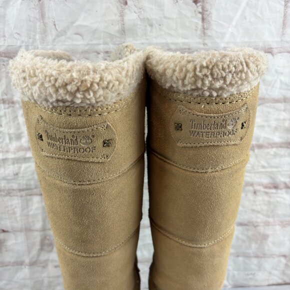 Timberland Women's 8.5 Beige Suede Insulated Tall Waterproof Winter Boots - Picture 7 of 15